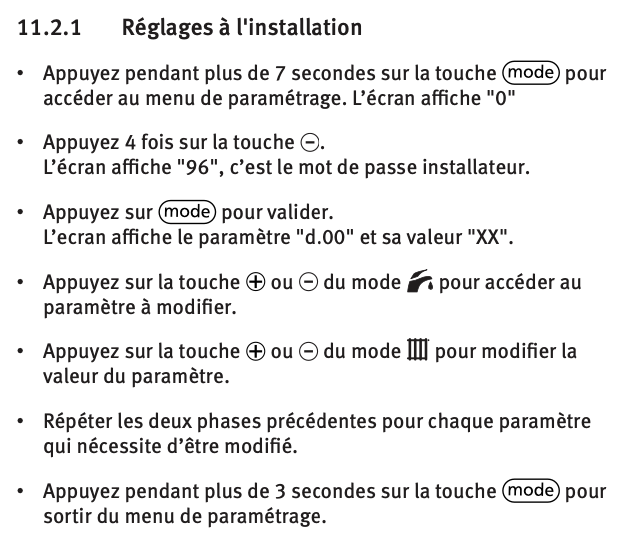 instructions chaudiere